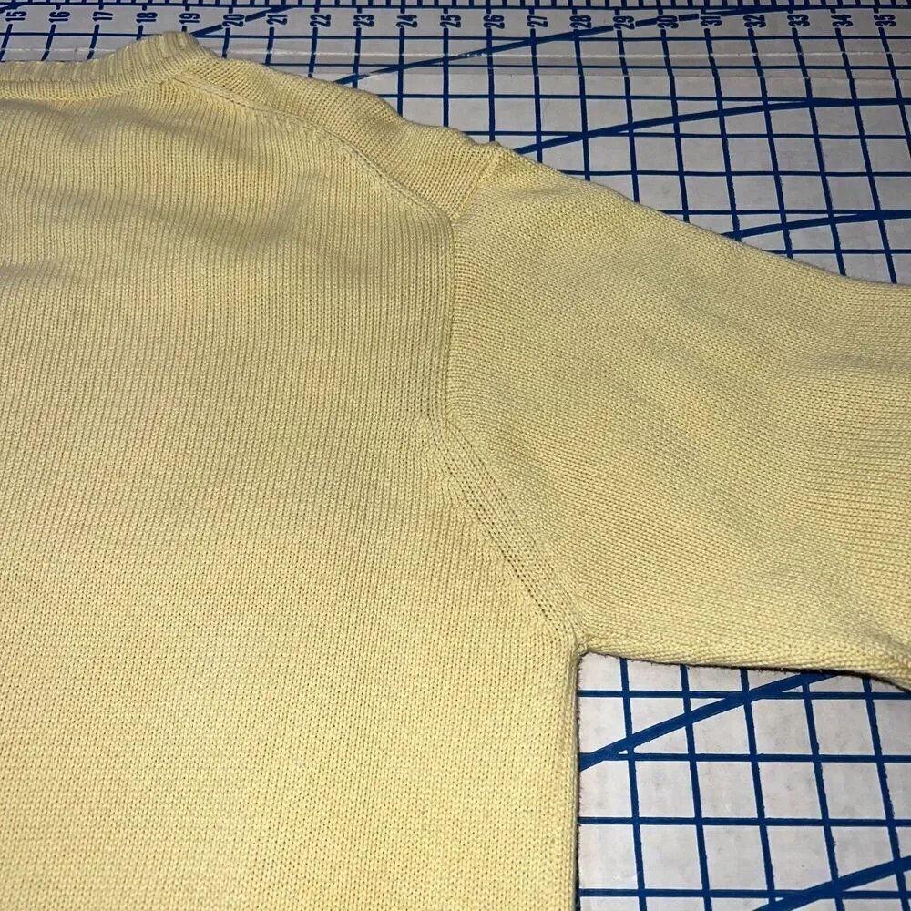 Vtg L.L Bean Sweater Men's Size L-REG Yellow Knitted Pullover Sweater